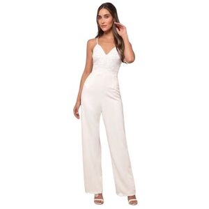 Lulu's White Lace Jumpsuit